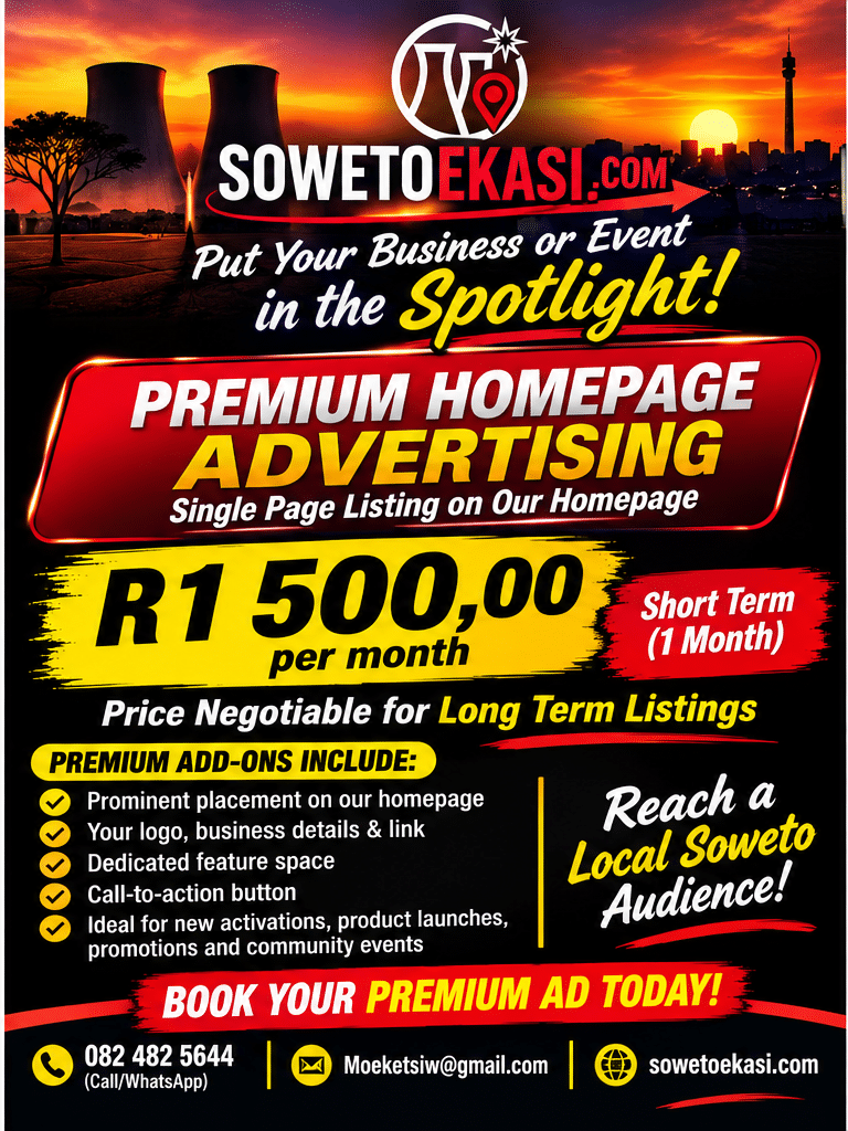 Soweto Ekasi Premium Homepage Advertising flyer